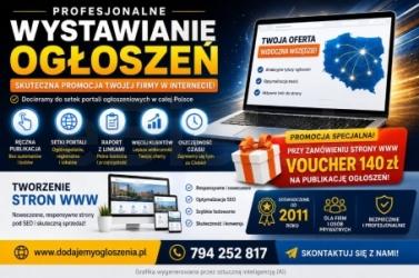 Wystawianie ogłoszeń internetowych dla firm i usług  + Tanie strony WWW