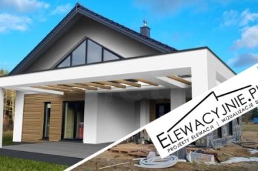 Projekt elewacji / Projekty fasad domu pergole wizualizacje