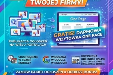 Reklama Twojej firmy + darmowa strona internetowa ONE PAGE