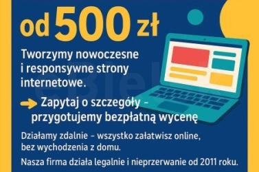 Tanie strony internetowe, od 500 zł. Gotowa nawet w kilka dni!
