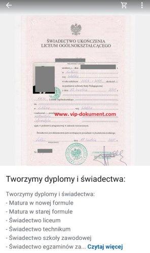 Kupię świadectwo maturalne, dyplom uczelni