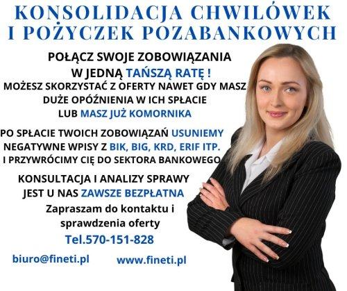 Konsolidacja chwilówek ,spłata komornika do 80.000 bez zabezpieczenia