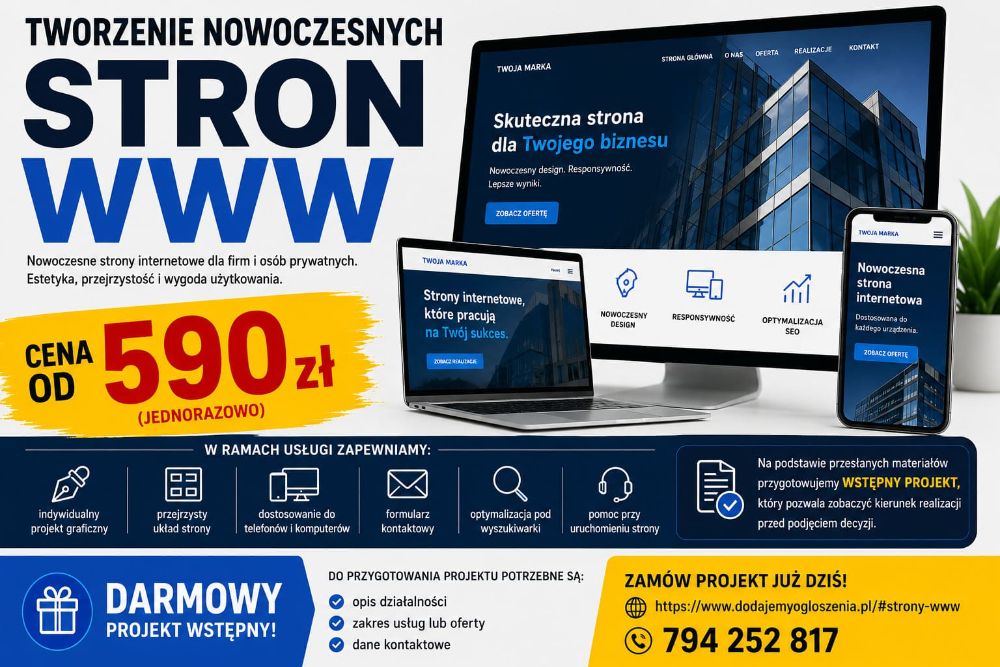 STRONY INTERNETOWE OD 590 ZŁ - Z OPTYMALIZACJĄ S - Ogłoszenie Bielsk Podlaski | eBielsk.pl